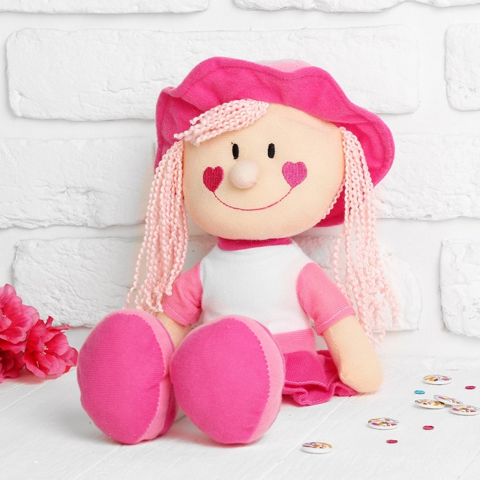 Мягкая игрушка кукла "Девочка" сердечки на щечках, цвета МИКС