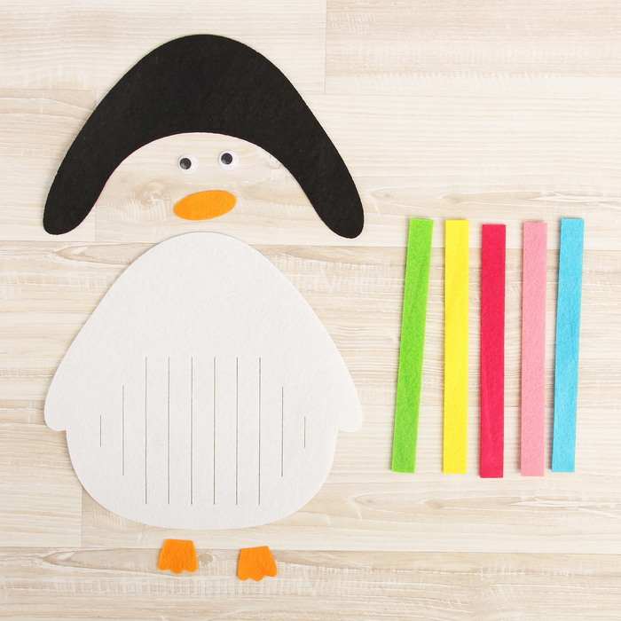 Вышивка лентами из фетра "Пингвин"