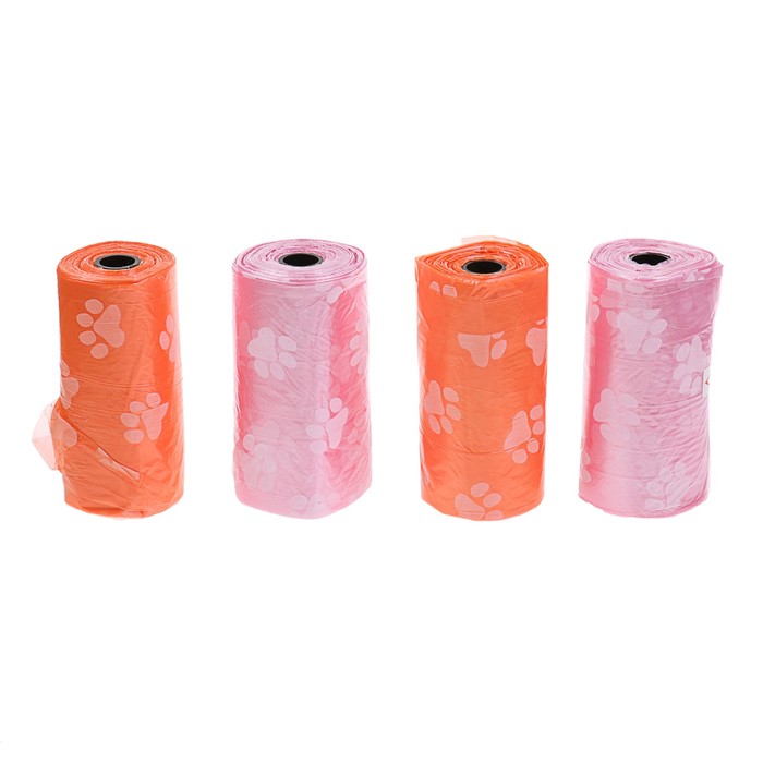 Пакеты для уборки за собаками с узором (4 рулона по 20 пакетов), микс цветов
