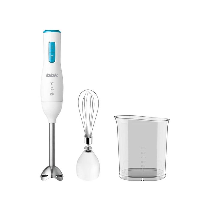 Блендер BBK KBH0302, 300 Вт, 2 скорости, белый/голубой