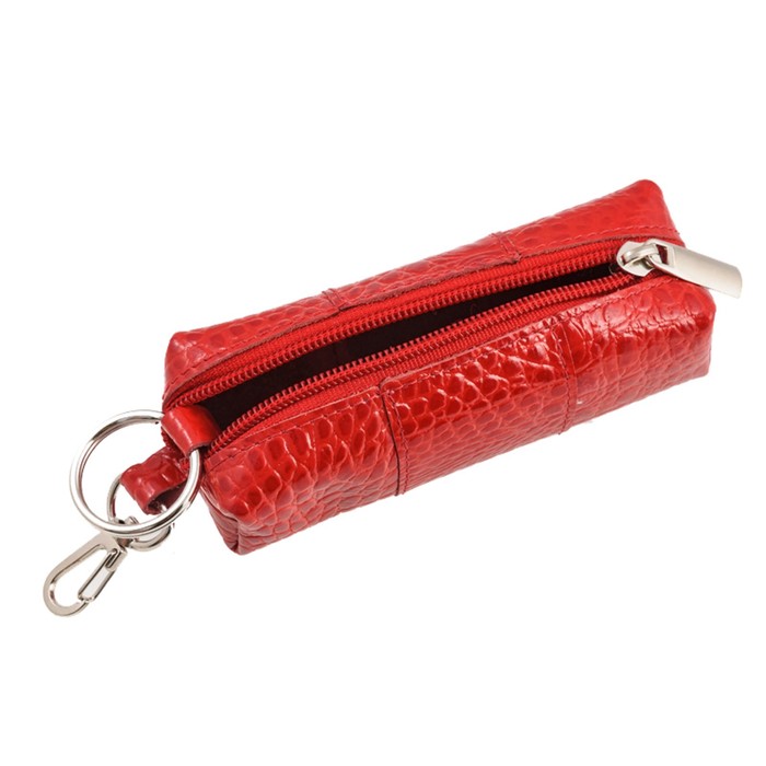 Футляр для ключей на молнии, цвет красный