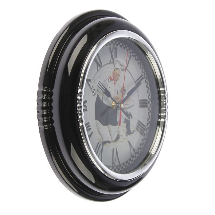 Часы настенные "Поварёнок", рама круг черная d=30