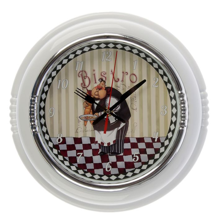 Часы настенные "Поварёнок", рама круг белая d=30