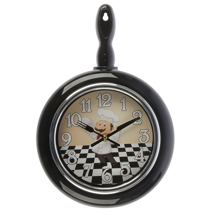 Часы настенные "Сковорода", рама черная 24*4*34