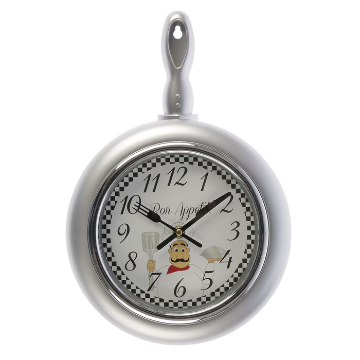 Часы настенные "Сковорода", рама серая 24*4*34