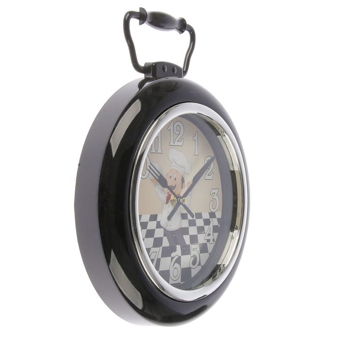 Часы настенные кухонные, рама черная 24*4*30