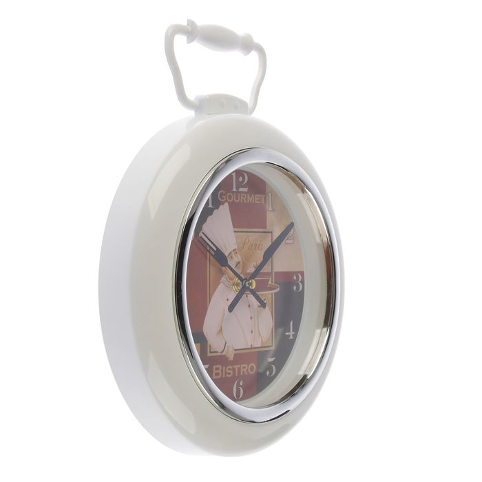 Часы настенные кухонные, рама белая 24*4*30