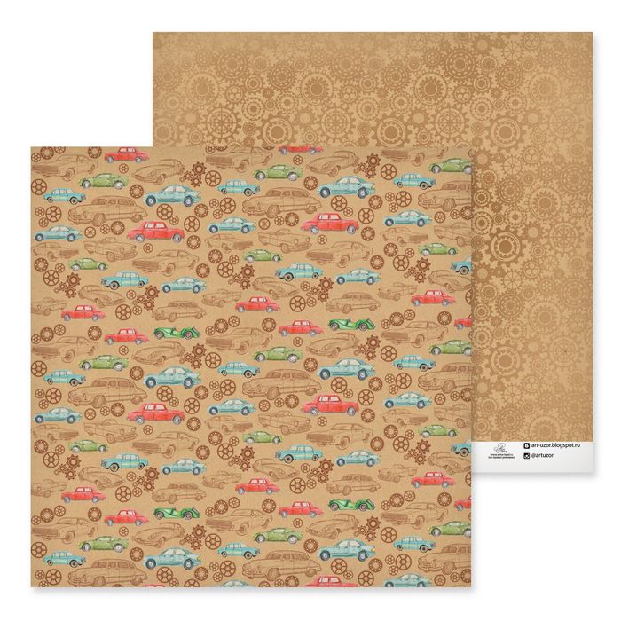 Бумага для скрапбукинга "Автомобили", 30.5х30.5 см