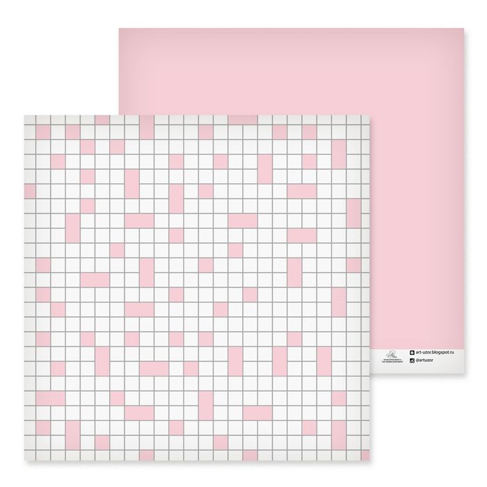Бумага для скрапбукинга "Розовая клеточка", 30.5х30.5 см