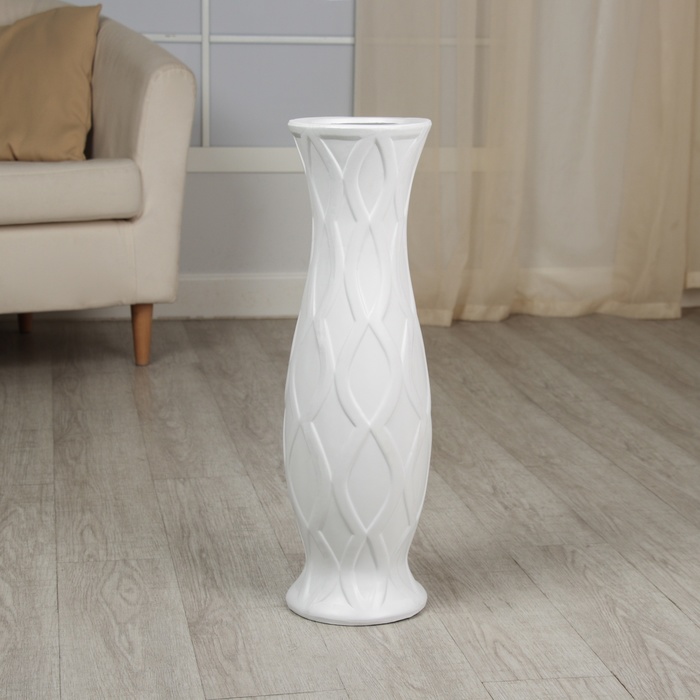 Ваза керамика напольная "День ночь" 60 см коса белая