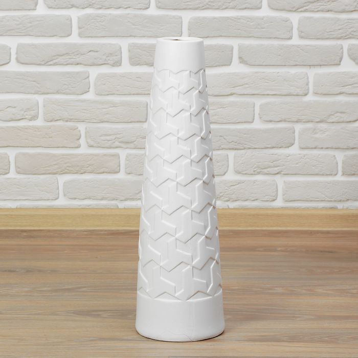 Ваза керамика напольная "День ночь" 60 см зигзаг белая