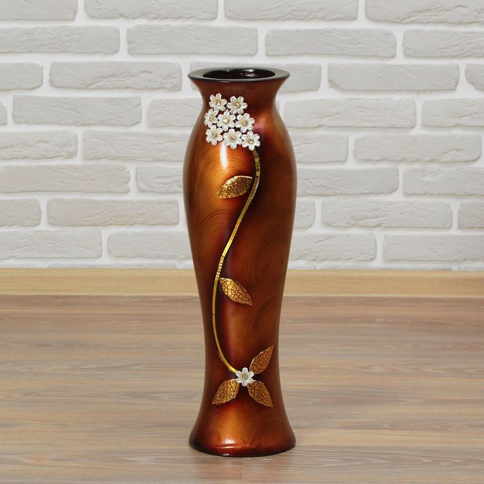 Ваза керамика напольная "Версаль" 60 см соцветие коричневая