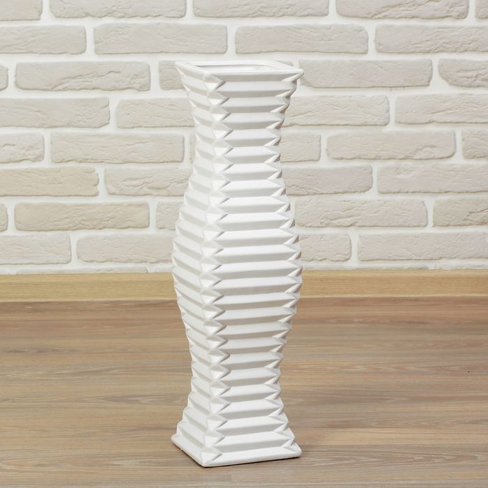 Ваза керамика напольная "День ночь" 60 см полосы белая
