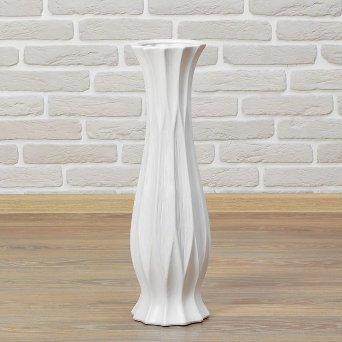 Ваза керамика напольная "День ночь" 60 см вкрапления талия белая