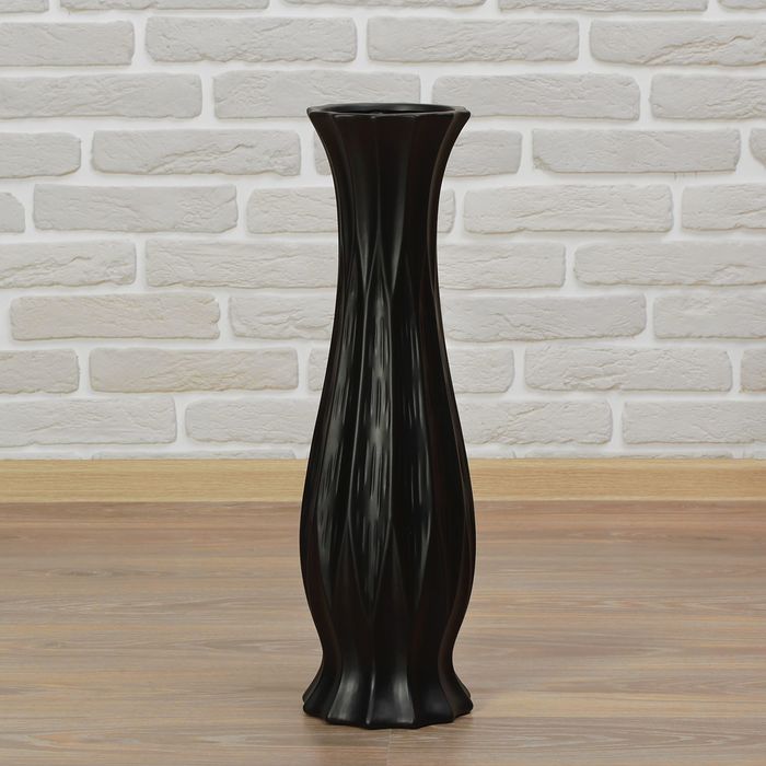 Ваза керамика напольная "День ночь" 60 см вкрапления талия черная