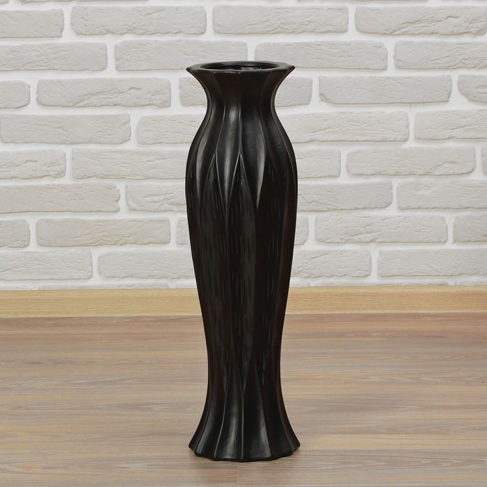 Ваза керамика напольная "День ночь" 60 см вкрапления талия черная