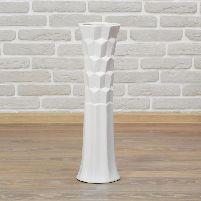 Ваза керамика напольная "День ночь" 60 см призма белая