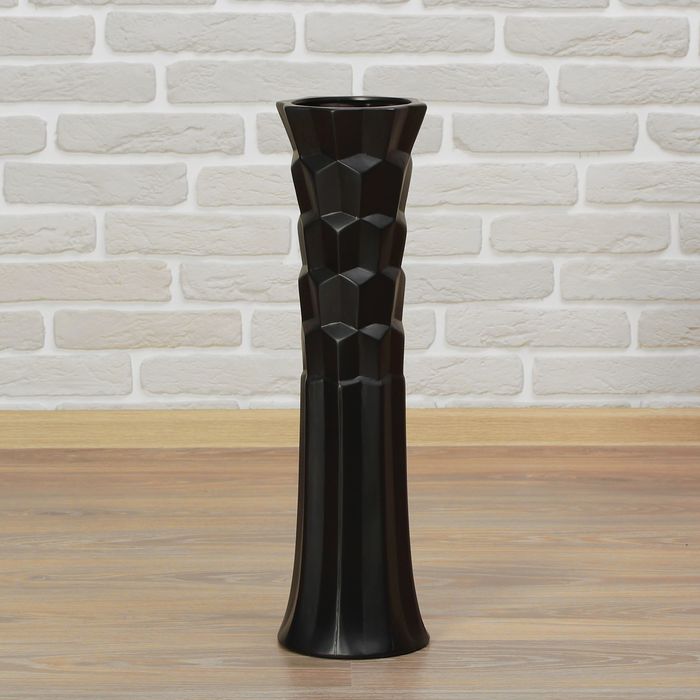 Ваза керамика напольная "День ночь" 60 см призма черная