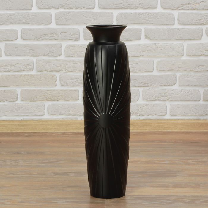 Ваза керамика напольная "День ночь" 60 см солнце горло черная