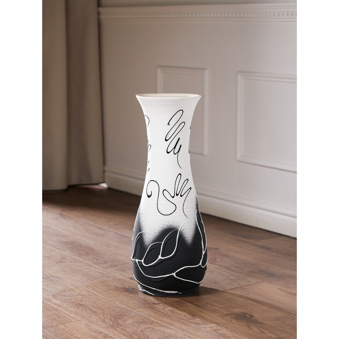 Ваза "Осень" Абстракция белая акрил