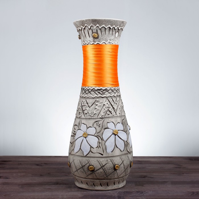 Ваза "Осень" Шамот серая лента микс