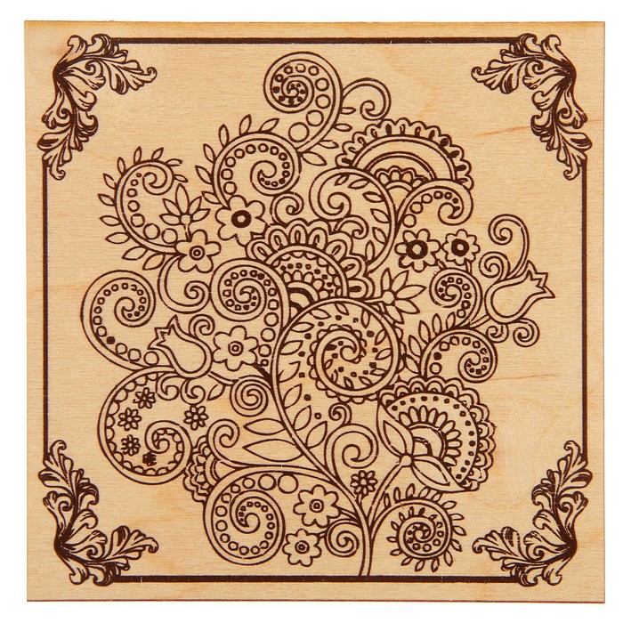Доска для выжигания "Узоры" 15 х 15 см