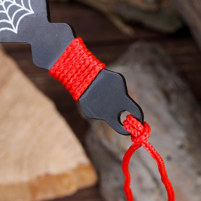 Набор ножей (3 шт) в красн.оплётке "Паук",лезвие копьеобразное 11,5см, черный, рукоять 4,5см