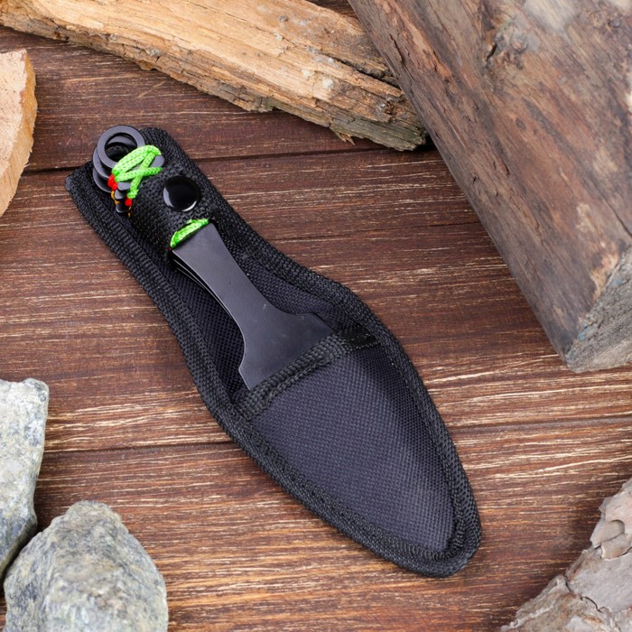 Набор ножей 3 шт в микс оплётке "Скорпион"лезвие копьеобразное 11,5см,черный, рукоять 8,5см