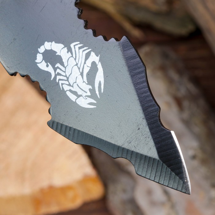 Набор ножей 3 шт в микс оплётке "Скорпион"лезвие копьеобразное 11,5см,черный, рукоять 8,5см