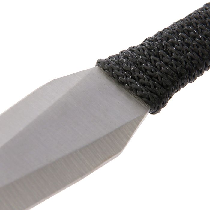 Набор ножей (4шт) в оплётке, лезвие копьеобразное 9,5см, метал, черная оплетка, рукоять 5см