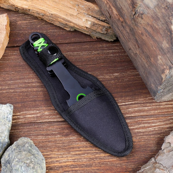 Набор ножей (3 шт) в оплётке микс, лезвие копьеобразное 7см , черный, рукоять 4,5см