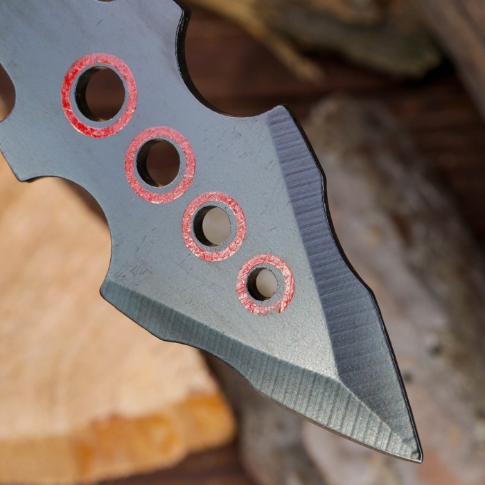 Набор ножей (3 шт) в оплётке микс, лезвие копьеобразное 7см , черный, рукоять 4,5см