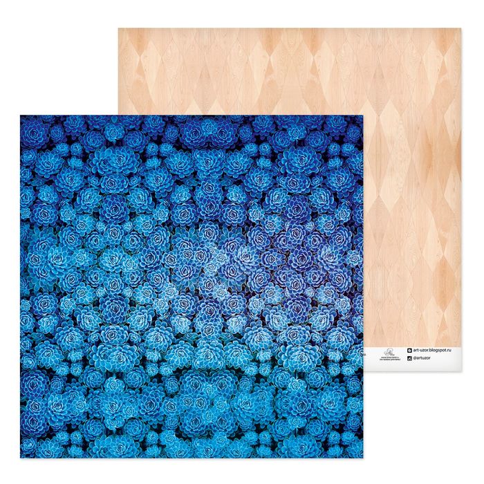 Бумага для скрапбукинга «Синие суккуленты», 30,5 х 30,5 см