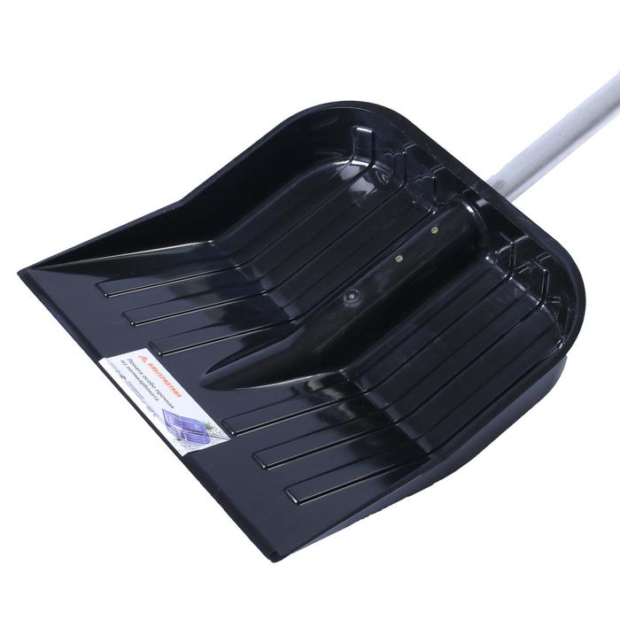 Лопата из поликарбоната, ковш 430 × 420 мм, без планки, алюминиевый черенок с ручкой