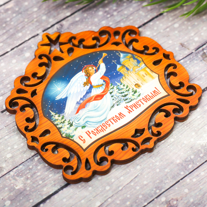 Магнит резной «Ангел Христианский», 80 х 80 мм