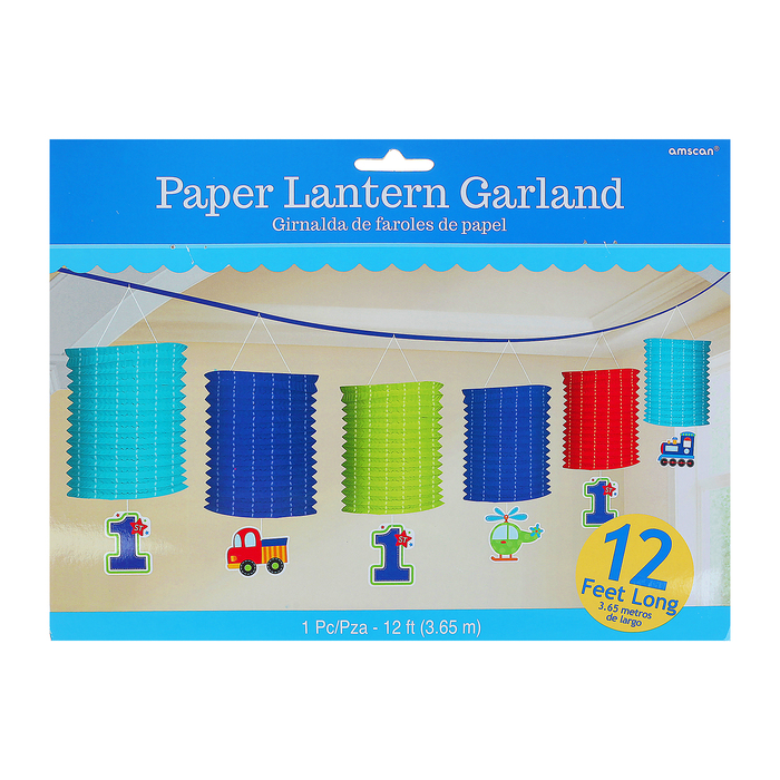 Гирлянда-фонарики "Первый день рождения/мальчик", 360 см/А