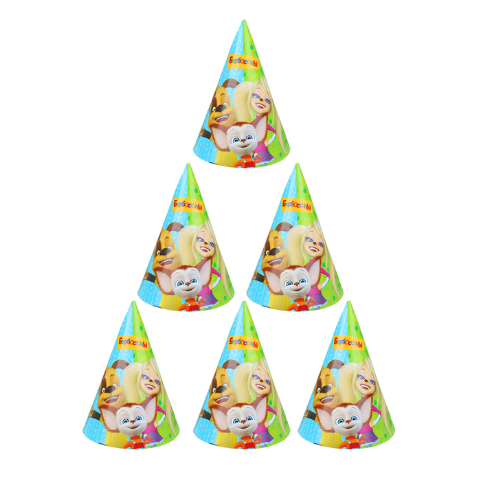 Колпаки бумажные "Барбоскины", набор 6 шт/М