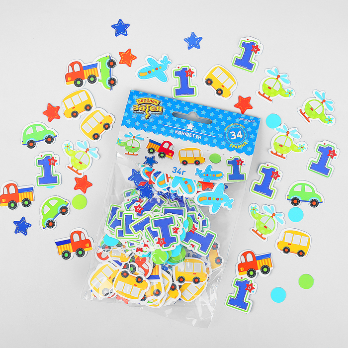 Конфетти "Первый день рождения/мальчик", 3 вида, 34 гр/А