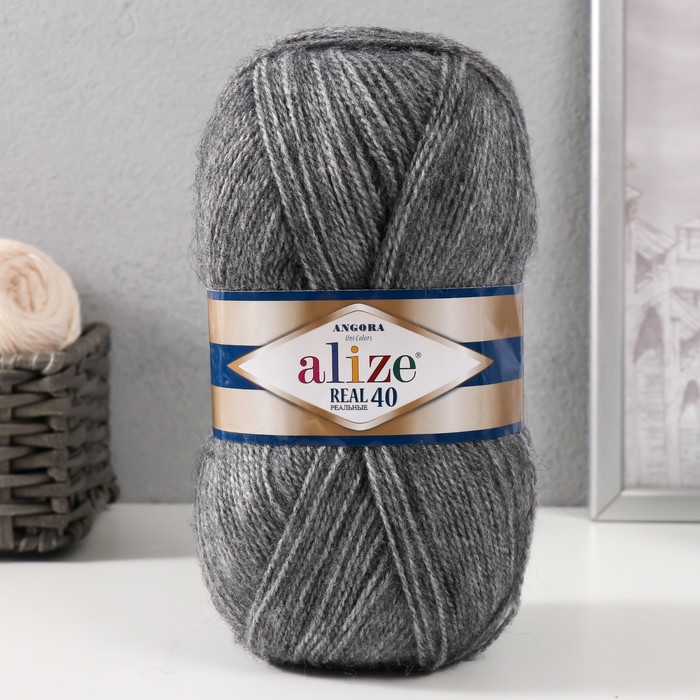 Пряжа "Angora real 40" 60% акрил, 40% шерсть 480м/100гр (182 серый меланж)