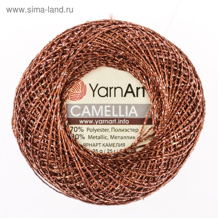 

Пряжа "Camelia" 70% полиэстер, 30% люрекс 190м/25±5гр (422 шокол.с серебр)
