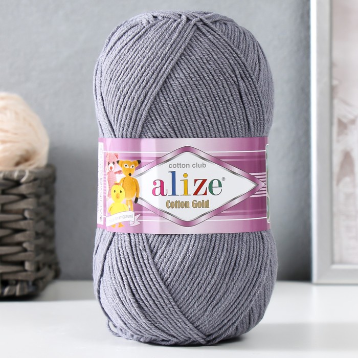 Пряжа "Cotton Gold" 55% хлопок, 45% акрил, 330м/100гр (87 угольный серый)