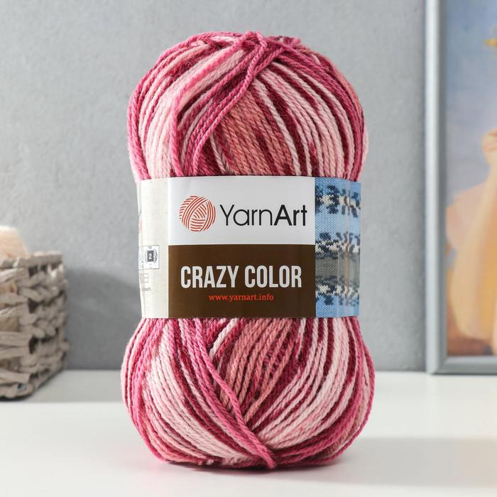 Пряжа Crazy color 25% шерсть, 75% акрил 260м/100гр (136) пряжа nako pop mix турция 5шт упаковка акрил 75% шерсть 25%