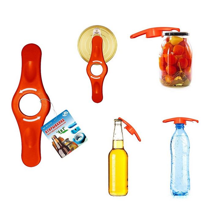 Открывалка бутылок и банок "4 в 1"