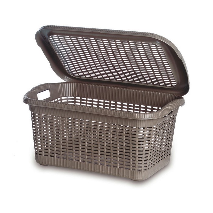 Корзина универсальная с крышкой, 40 л, цвет МИКС