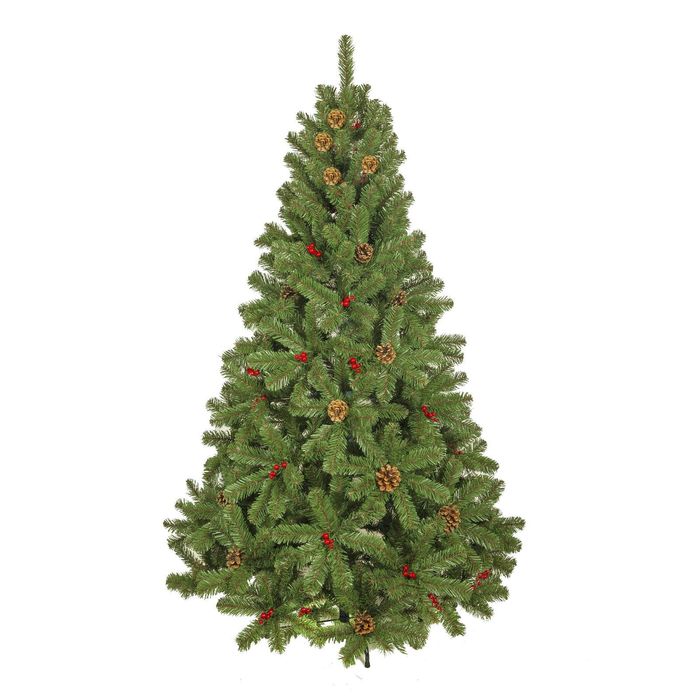 Ель искусственная "Новогодняя сказка" шишки и ягоды 210 см, d нижнего яруса 145 см,