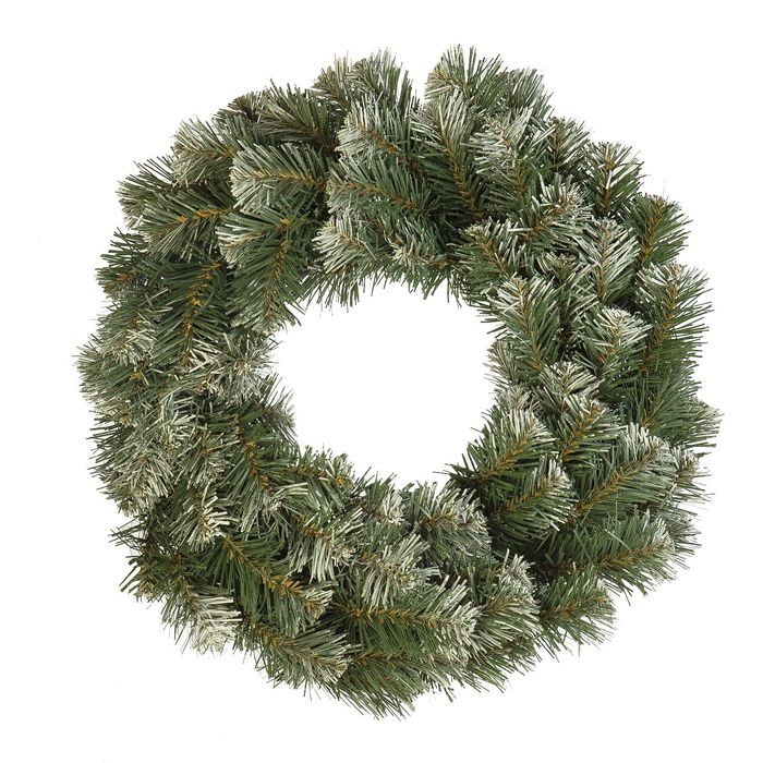 Рождественский венок "Праздничный" заснеженный 60 см., Кол-во веточек - 115 шт.