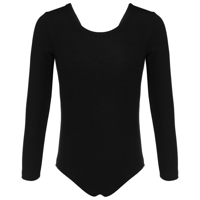 Купальник-боди гимнастический, х/б, длинный рукав, размер 36, цвет чёрный