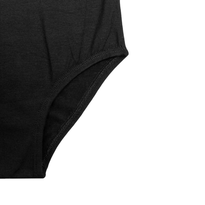 Купальник-боди гимнастический, х/б, рукав 3/4, размер 30, цвет чёрный