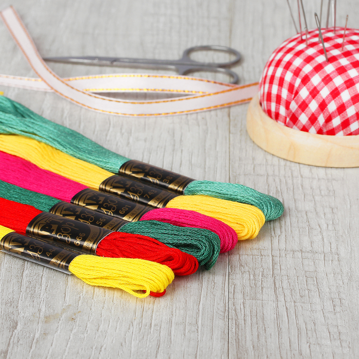 Набор ниток мулине №6, 6шт, 8±1м, цвет МИКС