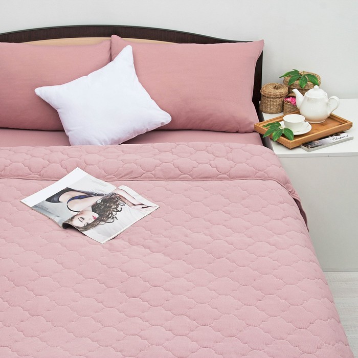 Постельное бельё Brooklin Bed 2 сп, цвет лиловый, простыня на резинке 180х200, одеяло 170х220, 50х70 - 2шт, трикотаж Терри
